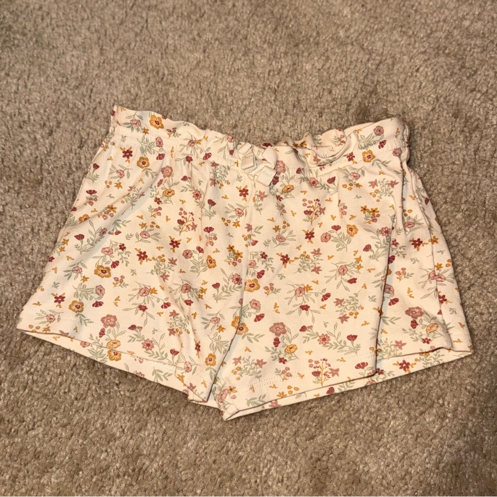 Colored Organics Floral High Waist Shorts - Cream and Multicolor